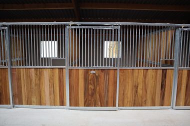 Boxentüren mit klappbarem Fenster für den Pferdekopf.